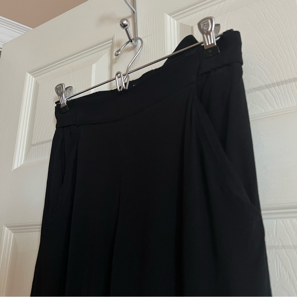 Aritzia Wilfred Faun Pant Long Black Crepe Flowy Trousers - Size XS - Picture 7 of 13